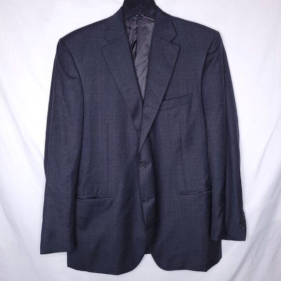 Canali Wool Blazer Mens 42 Black Plaid 2 Button Single Breasted - Picture 1 of 11